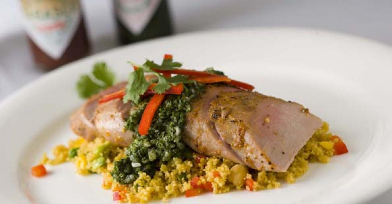 Roasted Pork Loin with Fennel and Herb Couscous